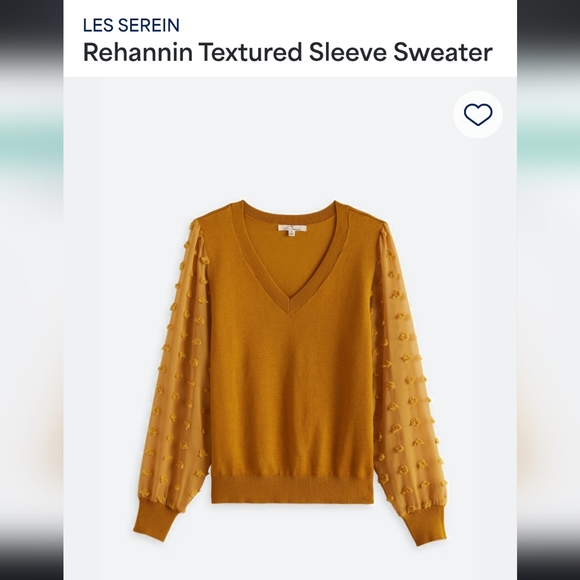 Elegant Light Brown Sweater with Textured Sheer Sleeves - Picture 3 of 3